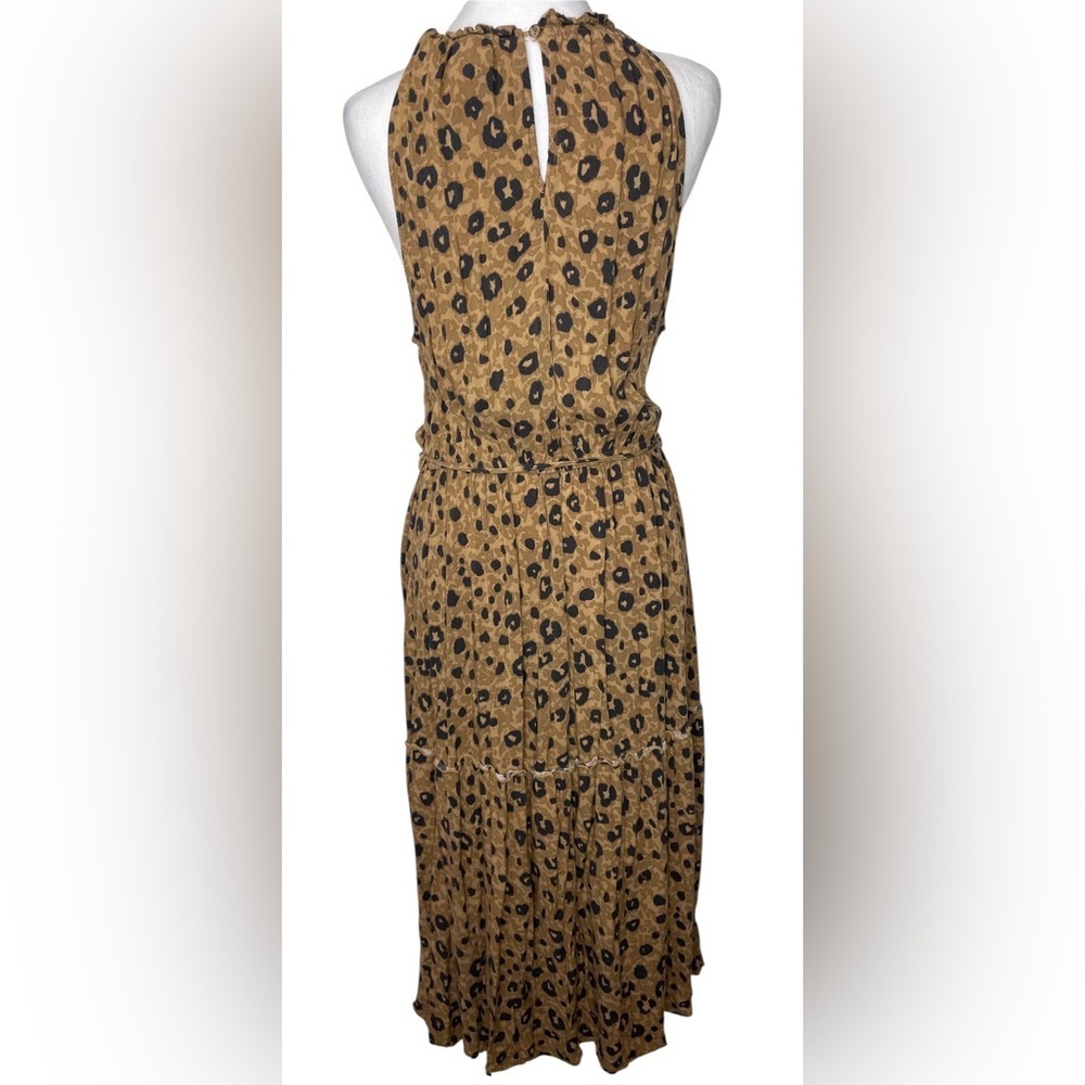 Ava&Viv Animal Print Halter Tie Waist Midi Sundress Boho Tiered Flowy Resort Lg - Picture 3 of 13